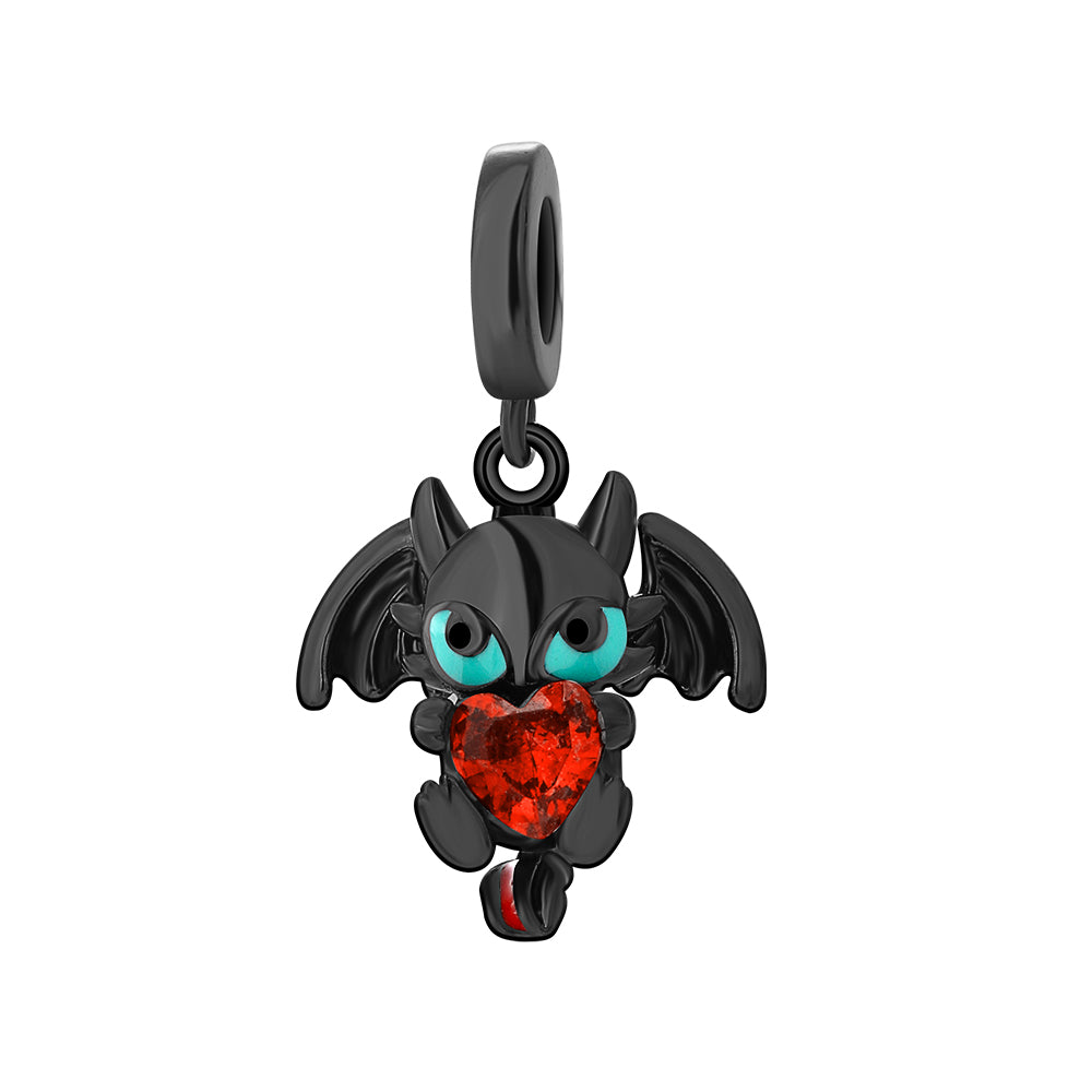Night Dragon Heart Charm