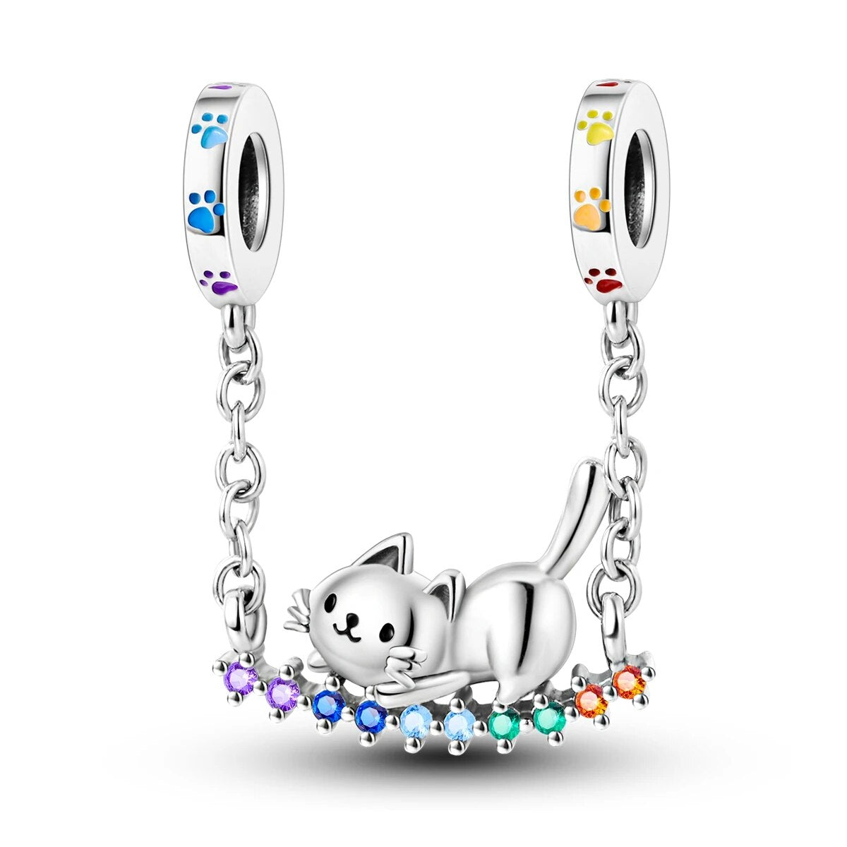Rainbow Cat Safety Chain Charm