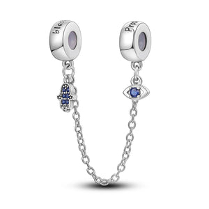 Evil Eye & Hamsa Safety Chain Charm