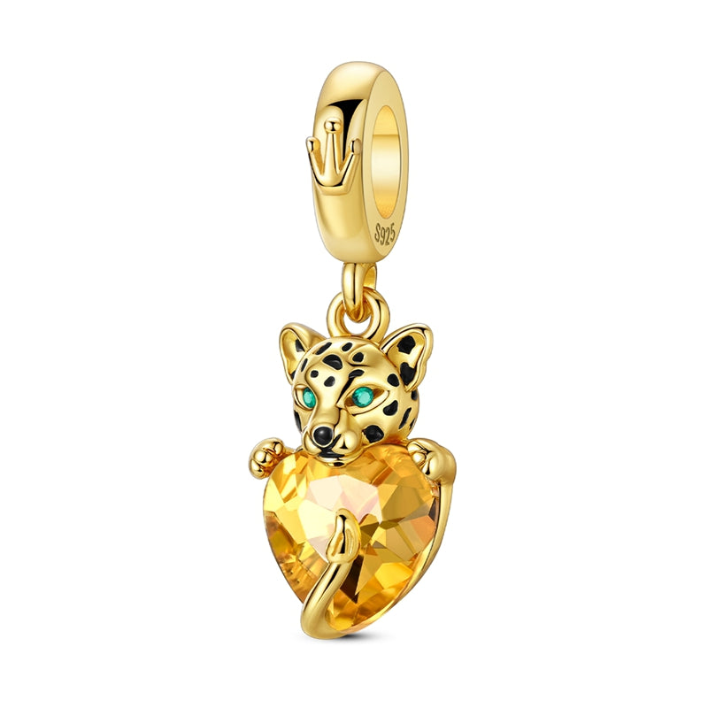 Leopard Heart Charm Gold