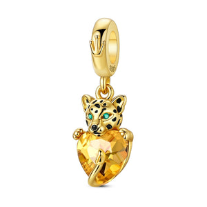 Leopard Heart Charm Gold
