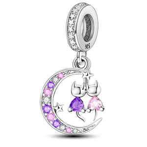 Chats au Clair de Lune Pendentif